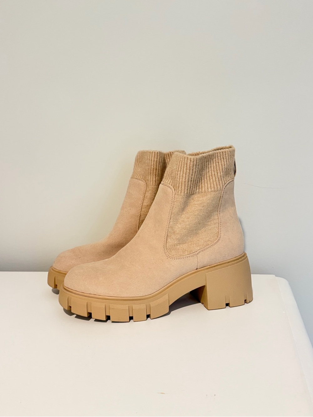 Torrid Chunky Chelsea Ankle Boots in Beige